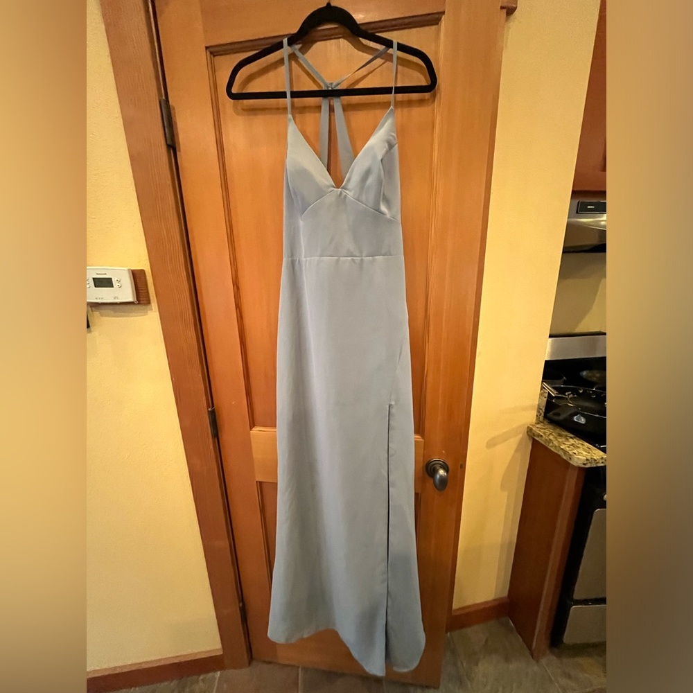 Dusty blue Azazie Becca Dress